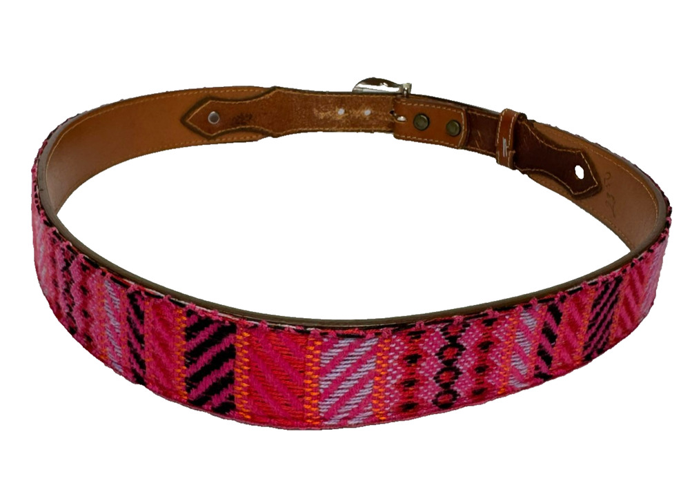 Silver Creek Collection Belt Womens 32 Pink Aztec Western Print Leather Cowgirl